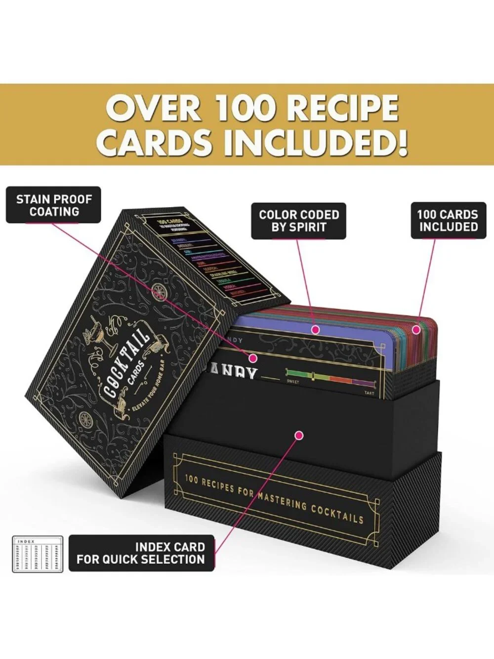 Master 100 Cocktails: Flashcard Recipe Guide with Step-by-Step Instructions
